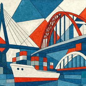 De haven van Hamburg in kubisme – bruggen, schepen en maritieme geometrie van Sabine Wagner