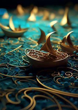 Arabian Fractal Abstracts (2) - Sailing Ships van Ralf van de Sand