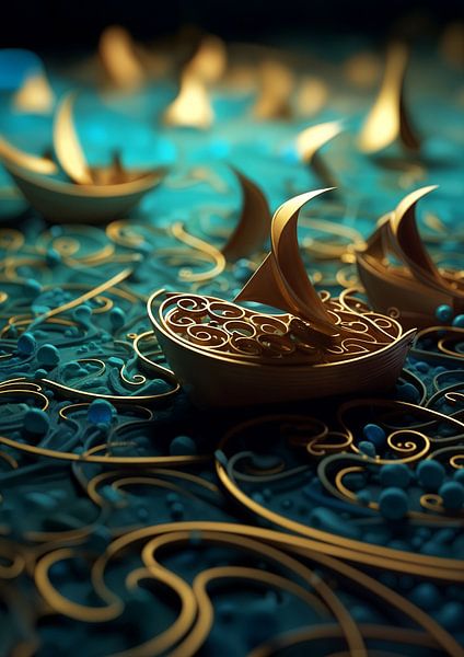 Arabian Fractal Abstracts (2) - Sailing Ships by Ralf van de Sand
