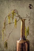 Still Life Vase with Cats - Red Copper