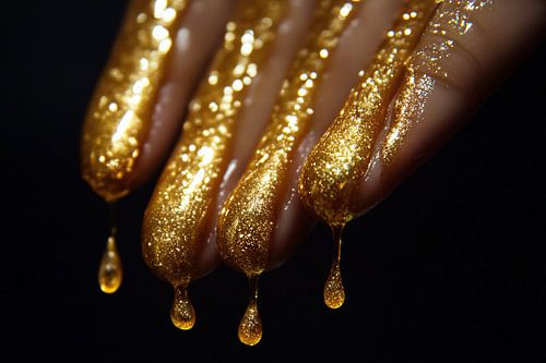 Vingers gedoopt in goud