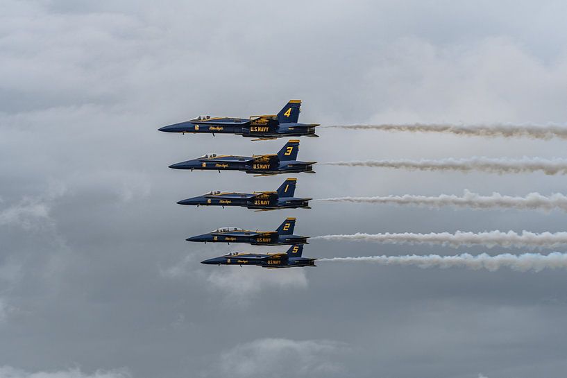 Blue Angels in the Line Abrest Formation. by Jaap van den Berg