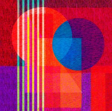 Digitaal abstract met rood, paars en blauw van Corinne Welp