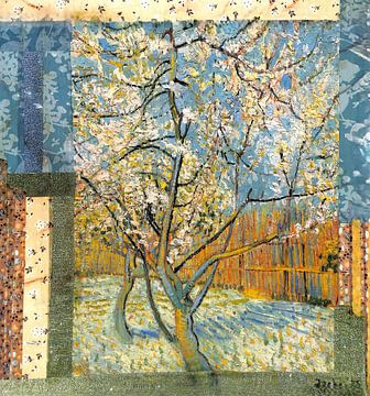 De roze perzikboom. Inspiratie Vincent van Gogh ( 6 ) van Ineke de Rijk
