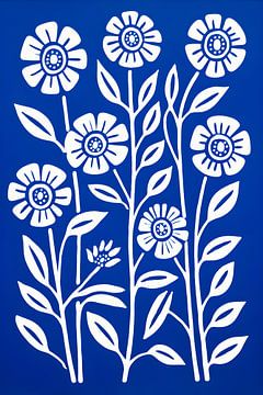 Flowers on Blue Background by But First Framing