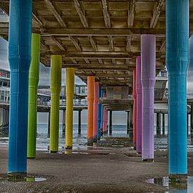 under the pier at the beach of Scheveningen den haag by Groothuizen Foto Art