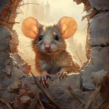 La souris regarde dans le trou