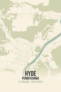 Vintage landkaart van Hyde (Pennsylvania), USA. van Rezona