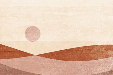 Stoffig Roze , Terracotta en Zand Landschap I van Dina Dankers