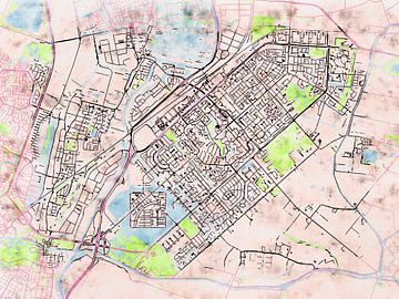 Map of Heerhugowaard with the style 'Soothing Spring' by Maporia