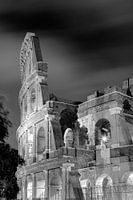 Colisée de Rome, Italie, monochrome de nuit