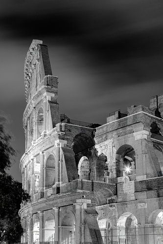 Colosseum in Rome Italy by night monochrome