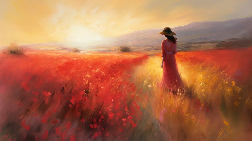 Woman in sea of flowers by Preet Lambon
