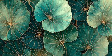 Water Lily in Green and Gold no. 1 by Studio BB