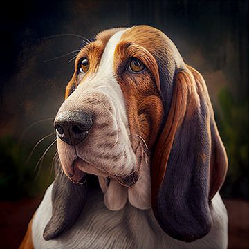 Portret van een Basset Hond Illustratie van Animaflora PicsStock
