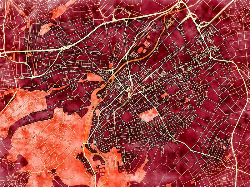 Carte de Bad Kreuznach avec le style 'Amber Autumn' par Maporia
