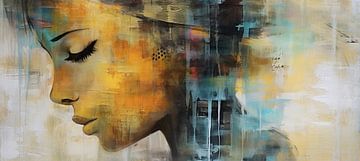 Abstract Portret | Vrouw abstract van Kunst Kriebels