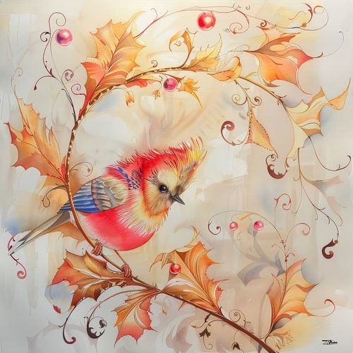 aquarel van een vogel