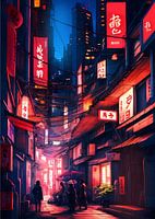japan neon licht straat