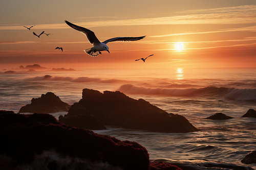 L'heure dorée au bord de la mer