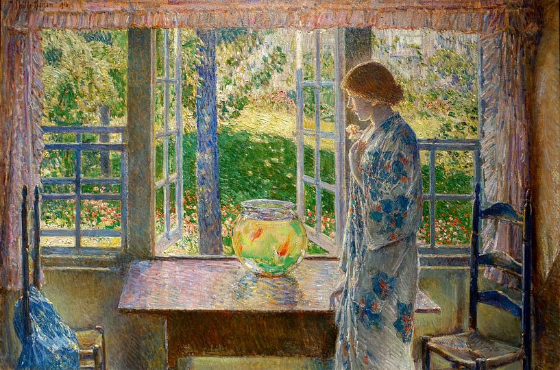 Childe Hassam, Het goudvisvenster, 1916 van Atelier Liesjes