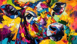Colourful abstract cow panorama