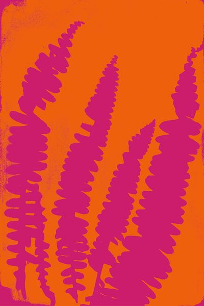 Moderne botanische kunst. Boho Fern in heldere kleuren nr. 5 van Dina Dankers