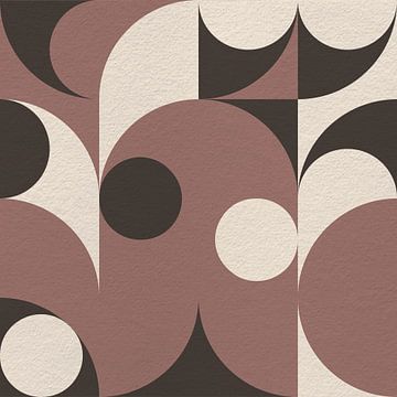 Moderne abstracte minimalistische kunst met geometrische vormen in retrostijl in donkerroze van Dina Dankers