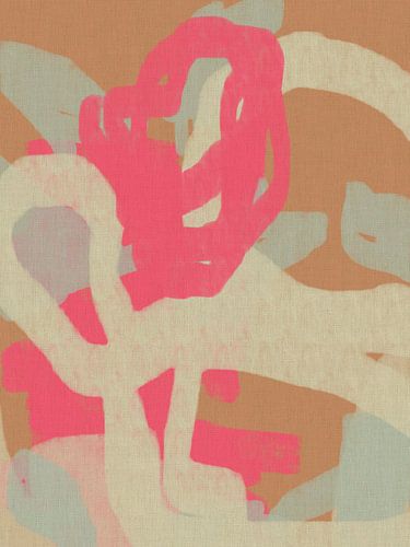 Abstracte Botanische Gemengde Media - Zachte Pastel Penseelstreken op Linnen Textuur VIII