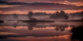 Sunrise with reflection over the fens Hatertse Vennen by Michel Seelen