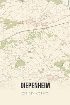 Vintage landkaart van Diepenheim (Overijssel) van Rezona