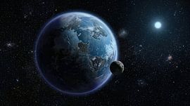 Exoplanet mit Mond und weitem Sternenfeld von Markus Gann