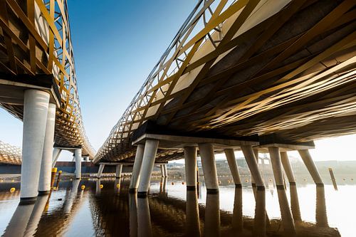 The Royal Welch Bridge railway bridges over the river Dieze in s'-Hertogenbosch, the Netherlands