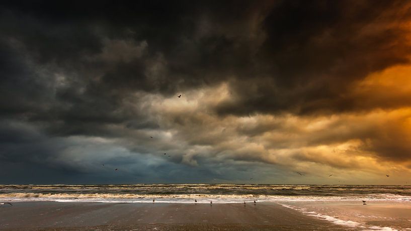 Storm op de Noordzee van Jenco van Zalk