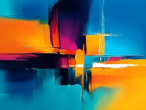 Abstrait en turquoise et orange