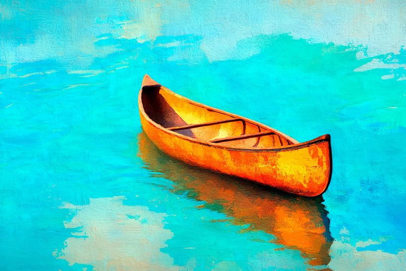 Kanu auf türkisblauem Wasser – Malerisch von Poster Art Shop