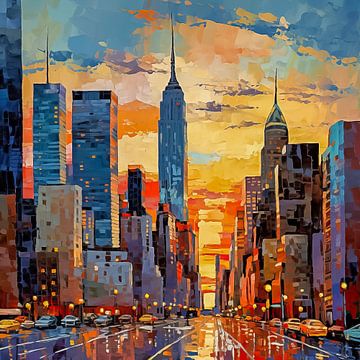 Sunset in New York City by Thea