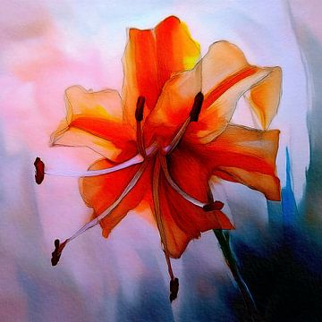 Bloem aquarel schilderij: Oranje lelie van Studio Pieternel