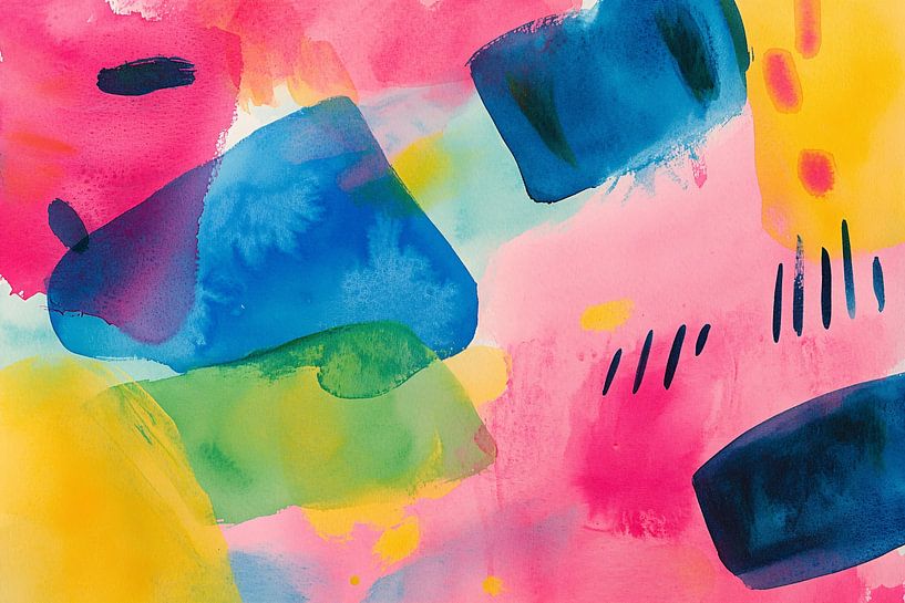 Colourful abstract art with watercolour by Imperial Art House