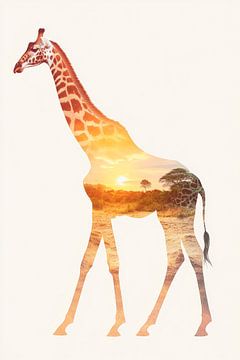 Girafe au coucher du soleil sur Poster Art Shop