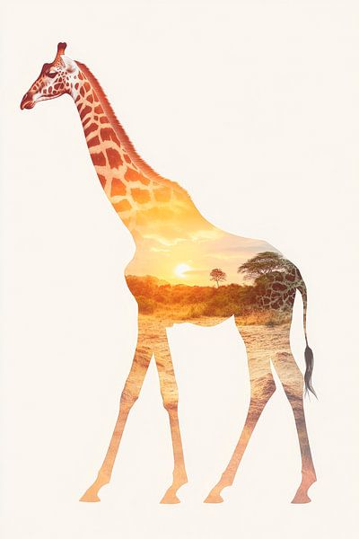 Giraffe im Sonnenuntergang von Poster Art Shop