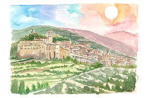Panorama von Assisi Italien mit Basilika San Francesco