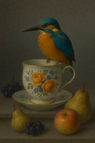 Nature morte au martin-pêcheur et aux fruits - Ode aux maîtres anciens