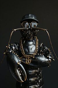 Dunkler Hummer Gangster mit Goldkette
