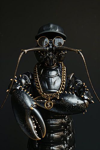 Donkere kreeft gangster met gouden ketting