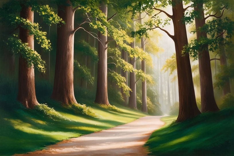 Promenade sereine en forêt au lever du soleil par Art & Soul Creations