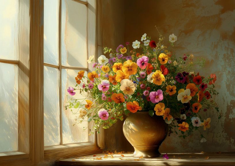 Bouquet of violets in sunlight by Dakota Wall Art