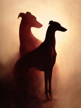 Minimalistische Windhund-Silhouette im Nebel von uwidya