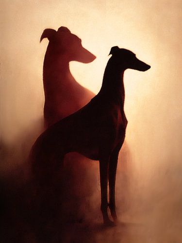 Minimalist Greyhound Silhouette In Mist
