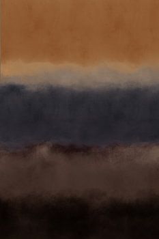 Horizon abstrait en ocre, bleu, brun.